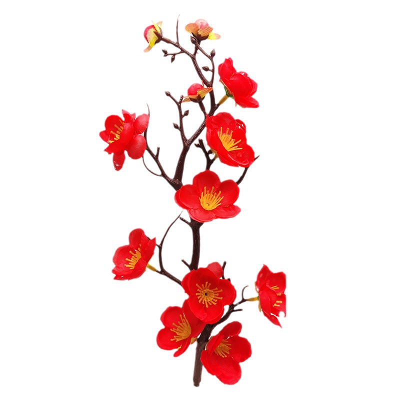 10 sets of decorative accessories for a birthday cake with simulated plum blossom branches and a big red birthday celebration for the elderly Item Picture