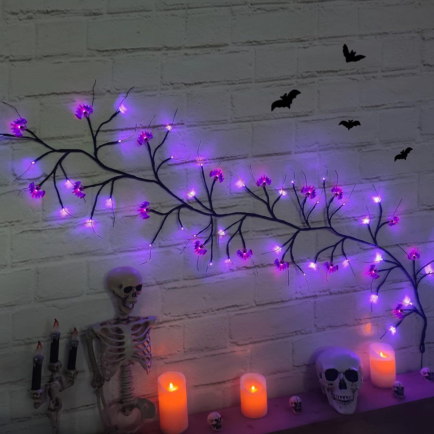 LED Halloween rattan LED decorative lights, outdoor waterproof spider bat branch lights, Ghost Festival atmosphere lights Application Scenario