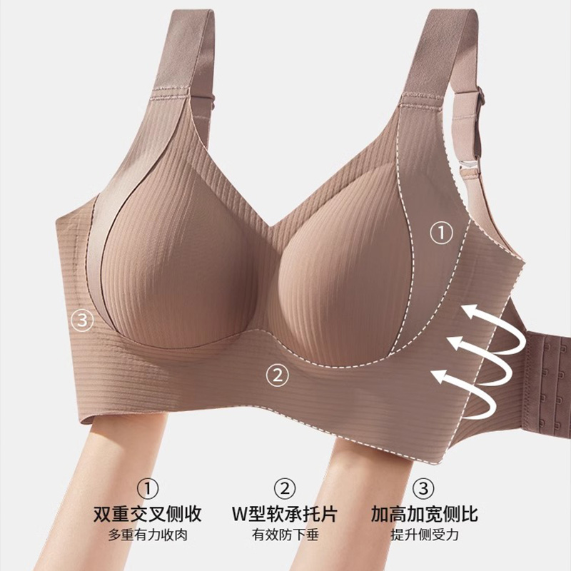 跨境调整型内衣女大胸显小文胸防下垂大码无痕收副乳女士胸罩聚拢