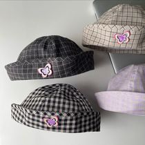 JK uniform cap small round cap day system all-fit domed fisherman's hat female summer cute all-fit butterfly plaid beret