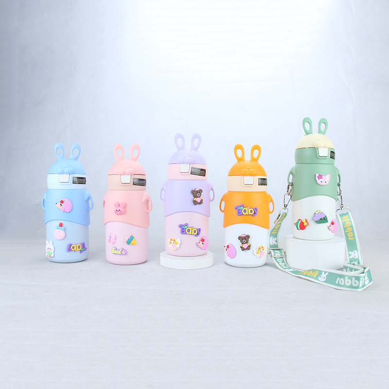 Personality Trend New Fixed Cup Quality Store Male And Female Students Children Sling Thermos Cup Rabbit Cup Portable Back