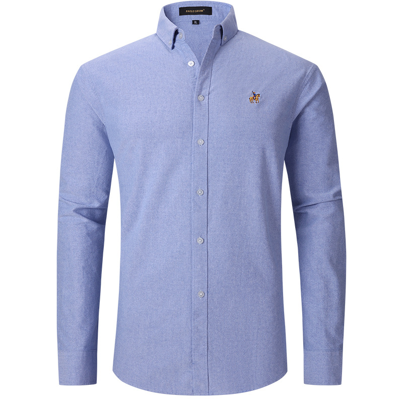 Amazon's best-selling pure cotton Oxford fabric men's shirt, all-cotton long-sleeved shirt for men, European size business casual cross-border men Specification image