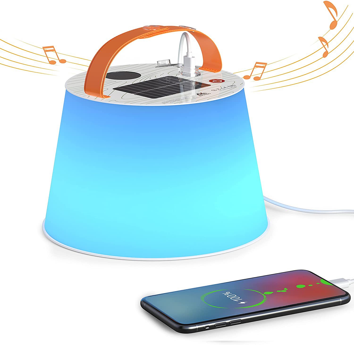 ZTARX Cross-border Outdoor Camping Lamp, Waterproof Folding Bluetooth Solar Inflatable Lamp, Magnetic camping tent lamp Item Picture