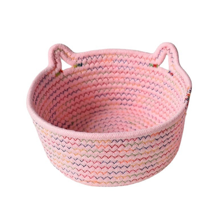 Storage basket, cotton thread, hand-woven cotton rope basket Specification image