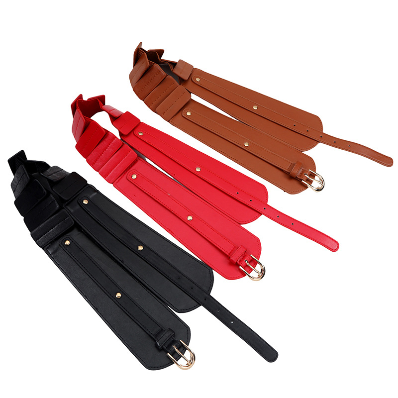 宽腰带女百搭装饰女裙弹力PU片针扣松紧腰封欧美时尚束腰外穿腰封