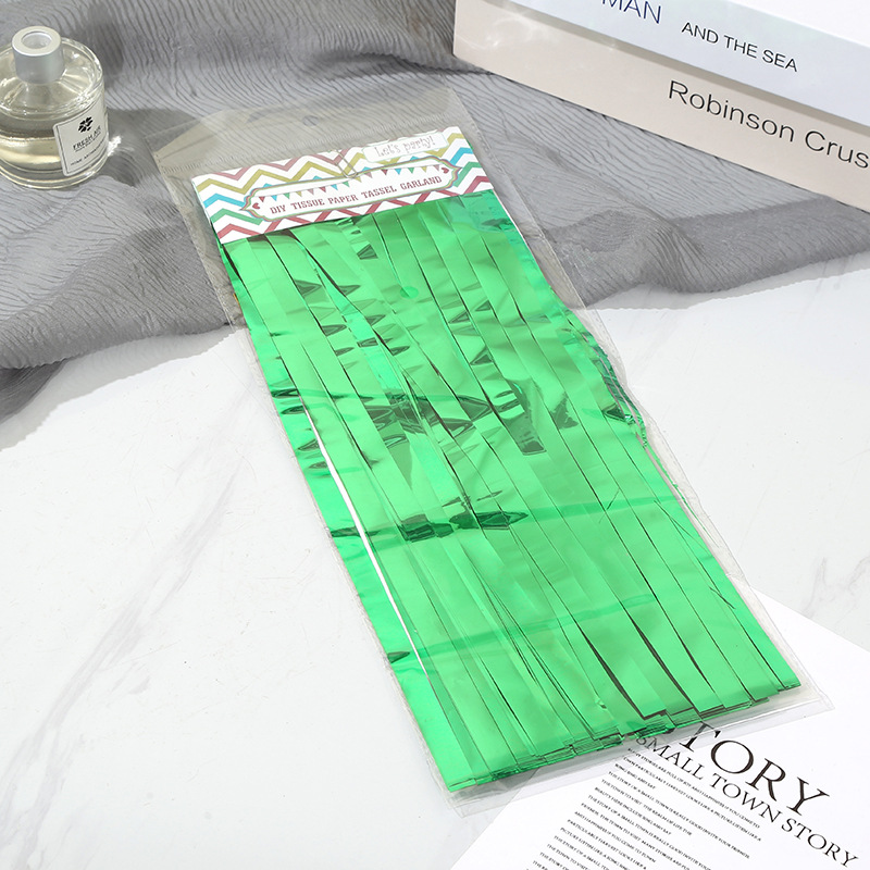 Cross-border exclusive 1*2M rain silk curtain, reflective laser tassel door curtain, birthday party decoration supplies, stage setting Specification image