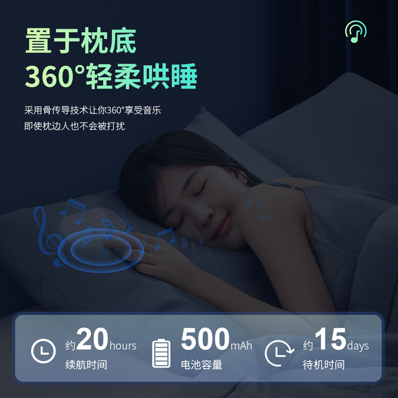 Cross-Border New Private Model Bone Conduction Bluetooth Speaker Creative Gift Card Small Speaker White Noise Sleep Instrument Speaker Application Scenario