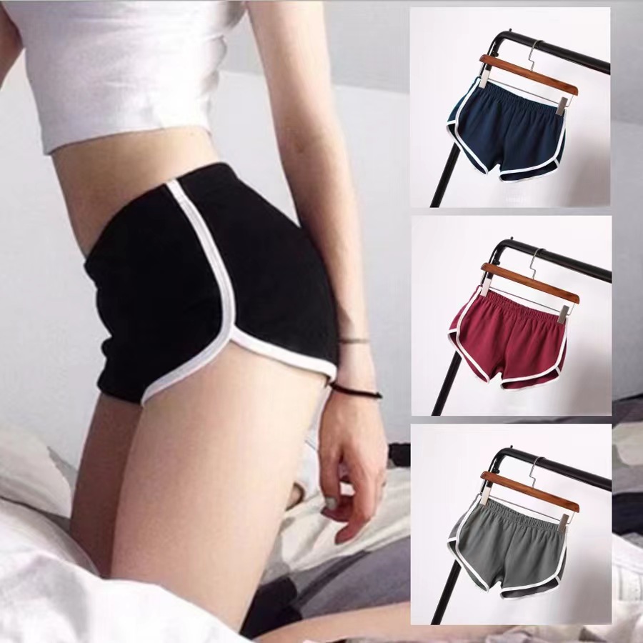 Breathable sports shorts, women's summer home casual shorts, solid color fashionable yoga beach shorts, candy-colored hot shorts