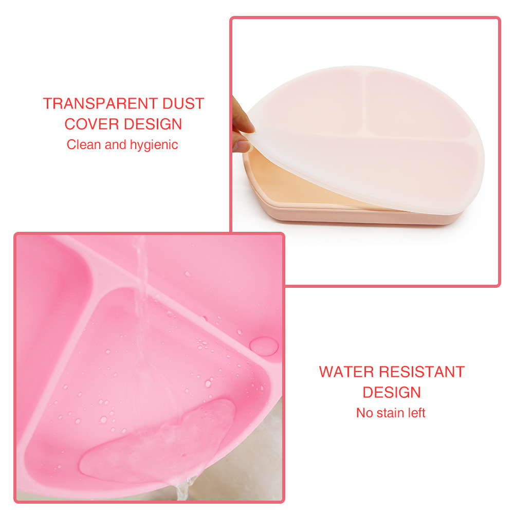 Ins-style infant and toddler tableware, fully silicone separated baby food plates, anti-drop with LIDS, patterned eating suction cups and plates details Picture