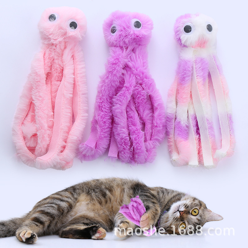 宠物用品猫咪玩具长毛绒章鱼内含猫薄荷互动自嗨逗猫磨爪工厂现货