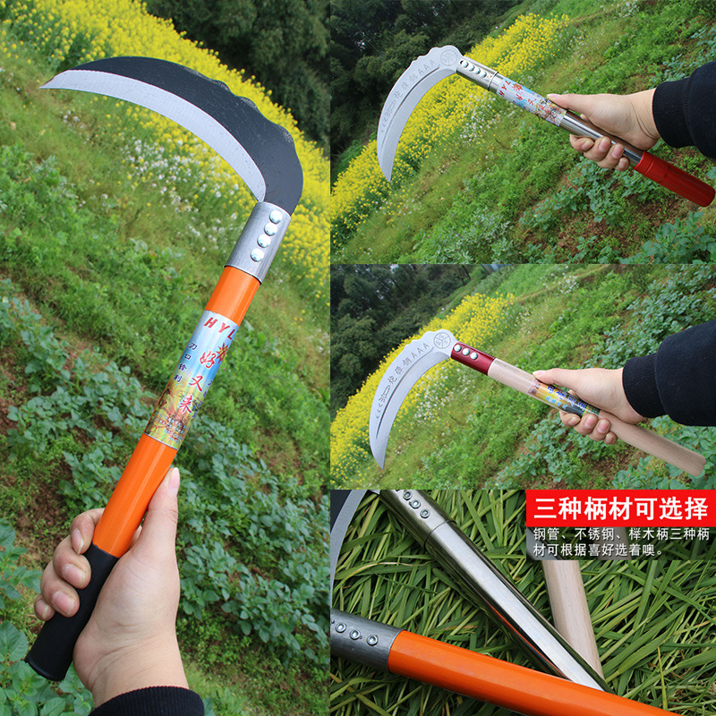 Agricultural sickle weeding tools, outdoor harvesting knives, manganese steel sharp, household lawn mowing knives, corn harvesting dedicated manufacturers Specification image