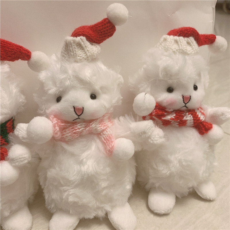 Cute Christmas scarves, girls' little sheep dolls, soft and adorable dolls, plush toys, dolls, key pendants, holiday gifts details Picture