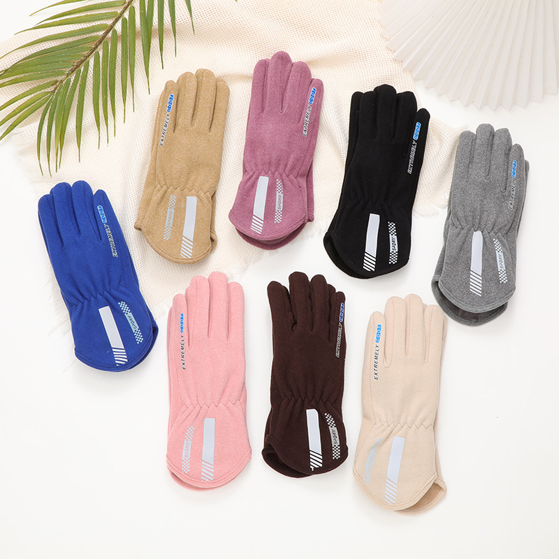Student Outdoor Sports Non-Slip Warm Gloves Touch Screen Plus Fleece Windproof Riding Outside Plus Long Finger Gloves
