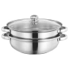 Thickened stainless steel 28cm single-layer soup pot, double-layer and triple-layer soup steamer, household multi-functional hot pot, opening gift pot Item Picture