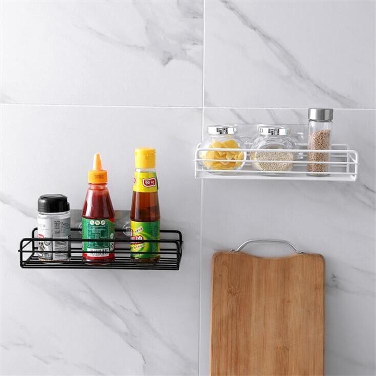 Bathroom Storage Shelf Perforation-Free Bathroom Storage Shelf Rectangular Iron Multifunctional Wall Storage Shelf Application Scenario