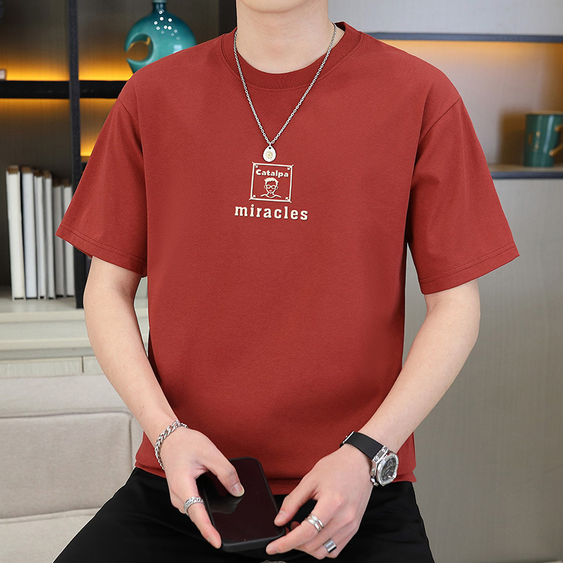 Youth trend T-shirt 2024 Summer New Men's short-sleeved T-shirt, wide casual letter print men's short T-shirt Specification image