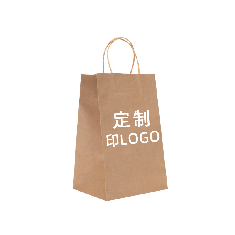 Custom-made and wholesale milk tea and coffee kraft paper bags, Christmas gift hand-held paper bags for clothing stores Item Picture