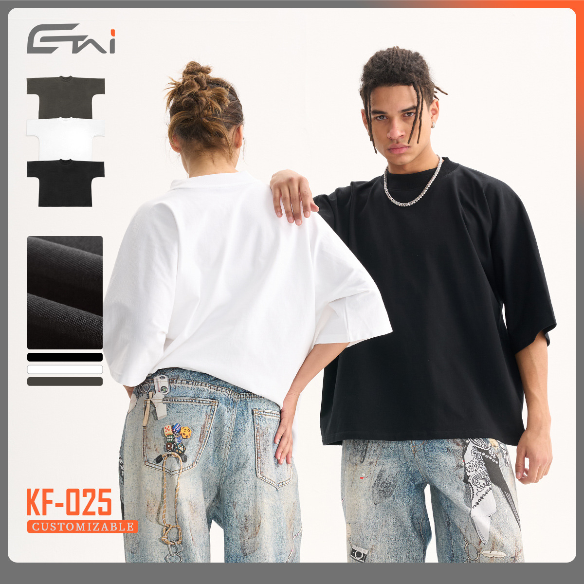 ETAI men's Wear: A trendy high-weight pure cotton boxy short and wide T-shirt for men, featuring a small neckline and cross-border solid color short-sleeved T-shirts