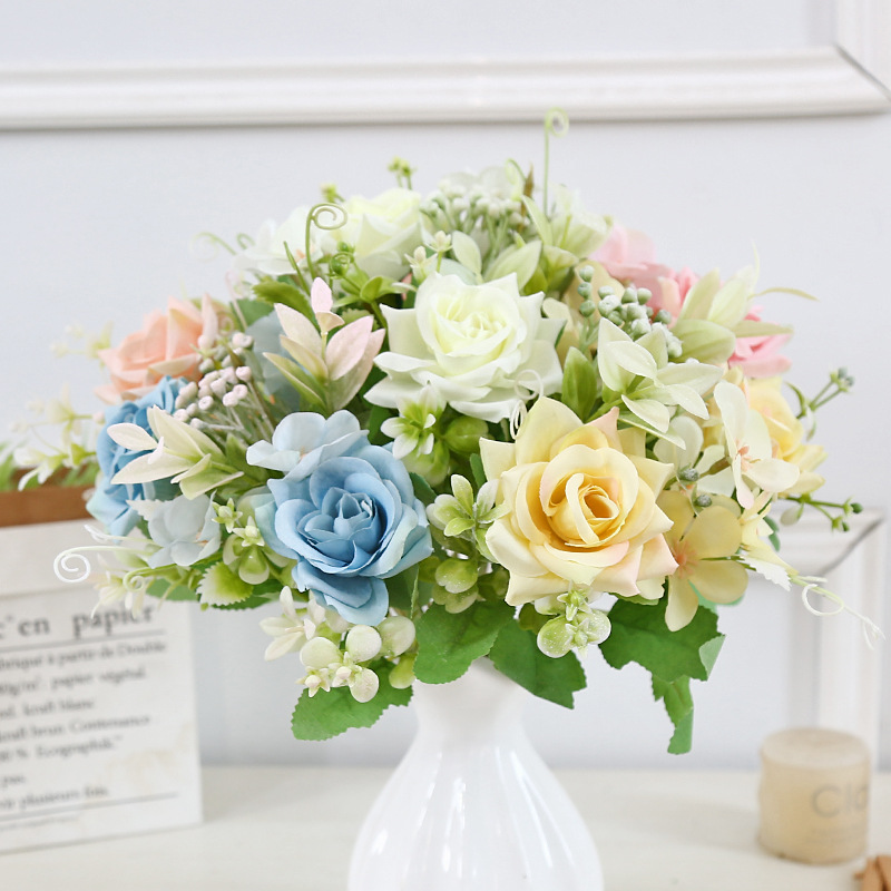 Artificial Flower Rose Fake Flower Home Decoration Wedding Photography Props Manufacturers Wholesale Outdoor Engineering Flower Arrangement Specification drawing