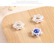 S925 Silver Hexawn Star Silver Bracelet Necklace Separated beads Star accessories diy handmade beaded hollowed-out plain silver