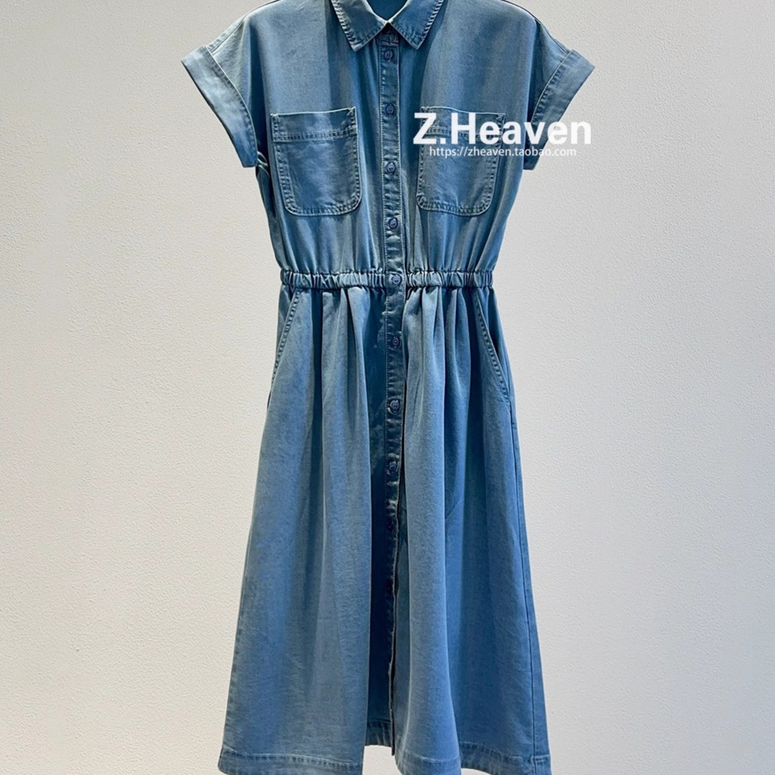 【 Mall Same Style 】25 Summer Light and breathable Tencel fabric cool and comfortable lapel women's denim dress Specification image