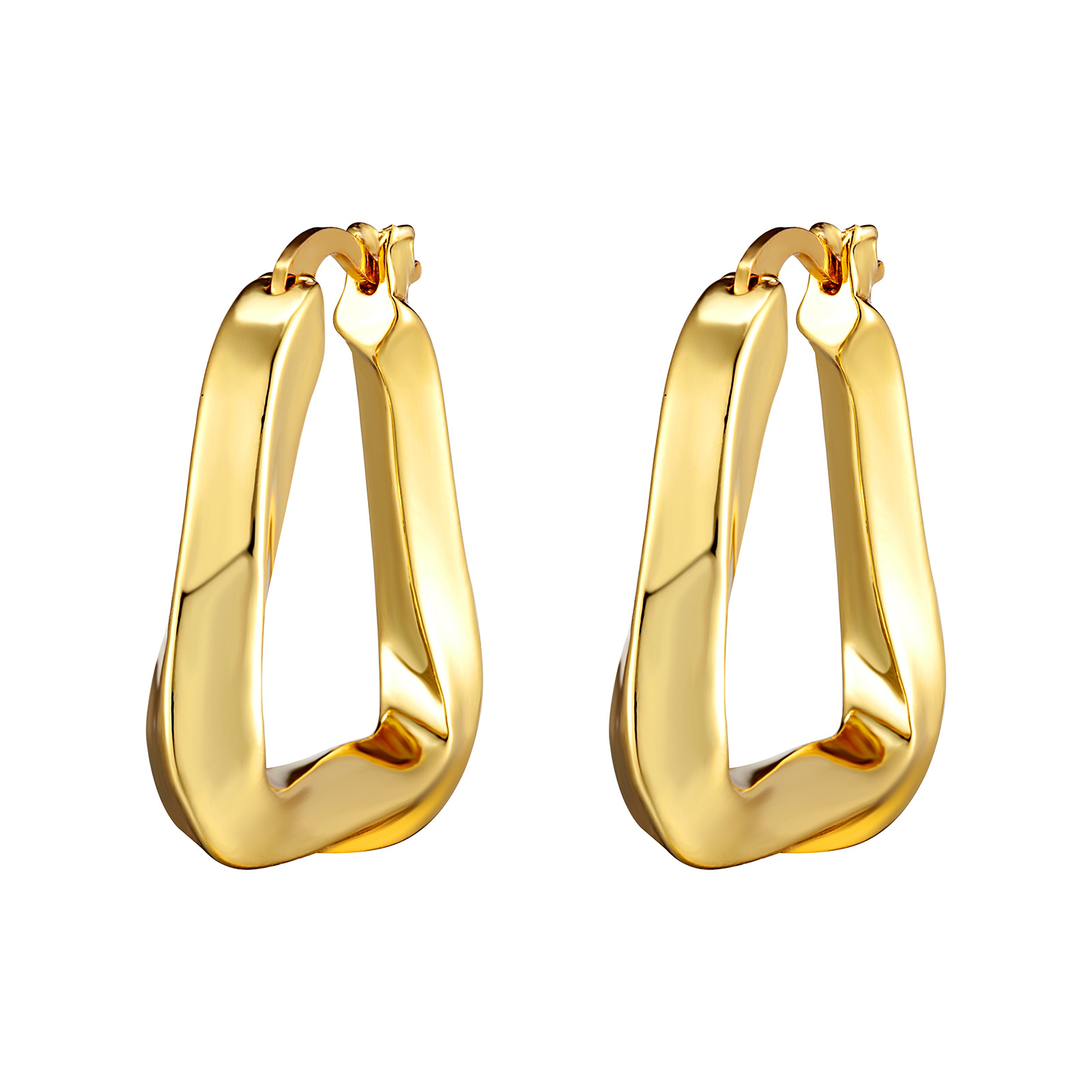 New French Retro Metal Geometric Twisted Triangular Buckle Female Cold Wind Small High-Grade Sense Ring Earrings Female Item Picture