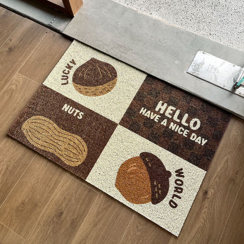 Nut platter silk ring floor mat for home entrance, cut-able PVC wear-resistant foot mat for scraping mud and soil, entrance floor mat