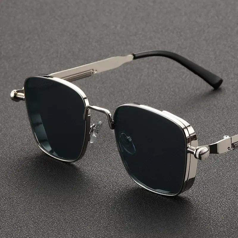 2025新款复古方框蒸汽朋克金属太阳眼镜欧美通用个性墨镜sunglass