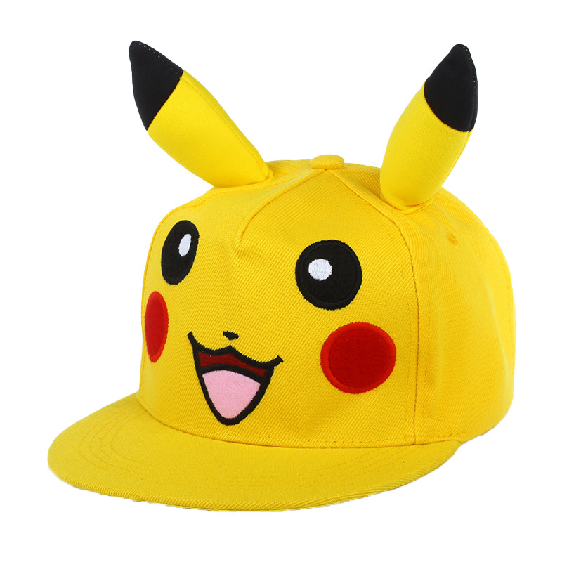Europe And The United States Cross-Border Hot Sale Of Pikachu Parent-Child Flat Rim Baseball Caps For Men And Women Yellow Baseball Caps Can Be Drawn To Sample details Picture