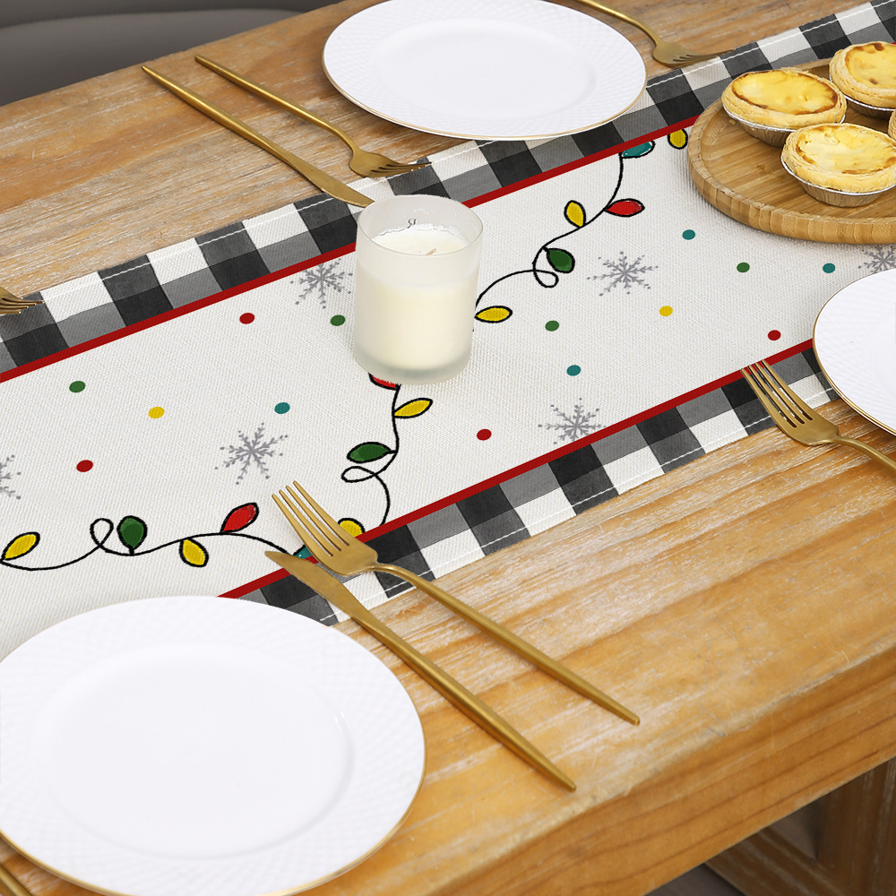 Table flag Christmas decoration creative printed table, linen table mat, small tablecloth, Amazon table flag cross-border wholesale details Picture