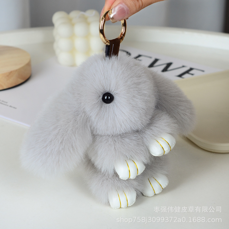 仿獭兔毛毛绒小兔子挂件小兔包包挂饰萌萌兔挂件毛绒装死兔挂件详情18