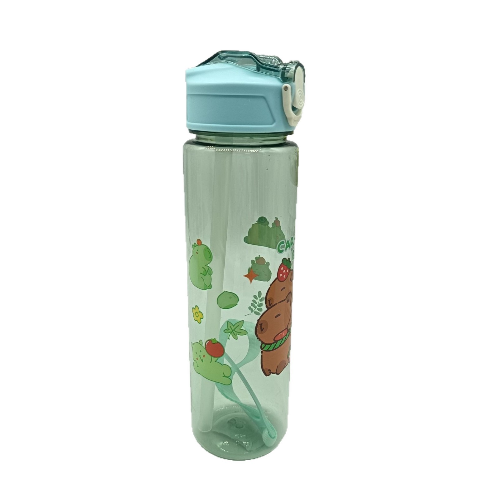 The 900ml transparent Kapibala-patterned children's water cup, student sports water bottle, and portable cup with a handle Item Picture