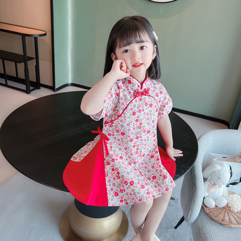 Balabala Girl Baby Hanfu Summer Thin Cheongsam Dress for Little girls 12 liang 1 34-year-old children, Chinese style Application Scenario