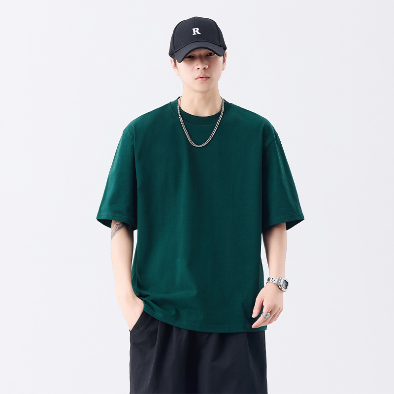 高品质青年男装重磅纯棉男士t恤夏330g美式圆领休闲宽松短袖t恤男