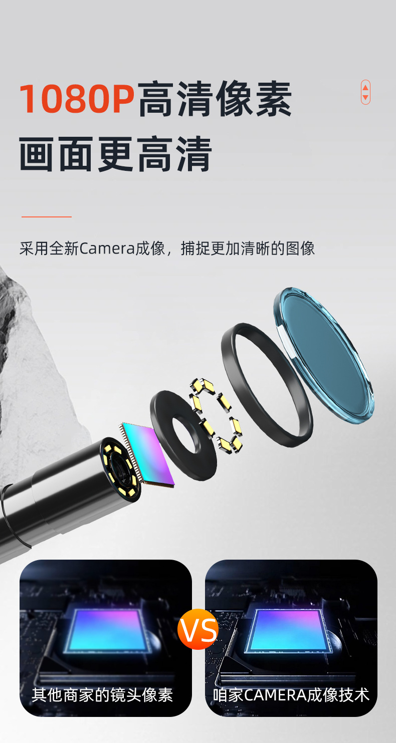 高清带屏管道摄像机 8mm镜头汽车维修检测仪可视工业内 窥 镜详情4