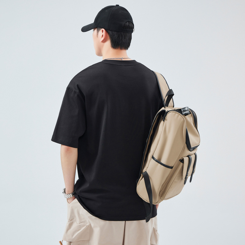 Japanese pure cotton patchwork pocket short-sleeved T-shirt for men, a summer heavyweight fashion brand, ins loose, casual and versatile T-shirt top Application Scenario