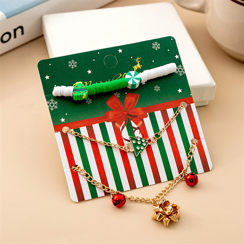 Cross-border European and American Christmas reindeer bell bracelet cartoon oil drip adjustable Santa Claus cane candy bracelet wholesale Specification image