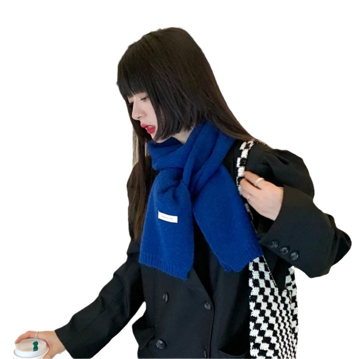 围巾/围巾真丝/围脖/袜子山羊绒/围巾女长款百搭白底实物图