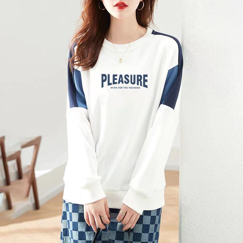 Splicing Against Color Hoodie Women 2023 Spring And Autumn New Foreign Air Age Reduction Shirt Spring And Autumn Loose Wear Bottom Shirt Tide Item Picture