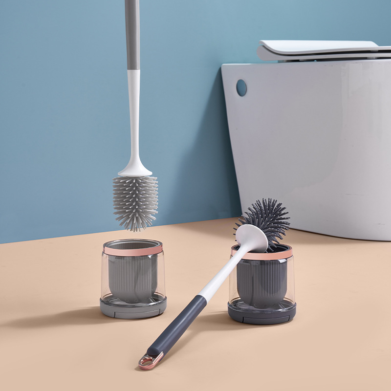 Toilet Brush Household No Dead Corner No Punching Toilet Brush Toilet Toilet Long Handle Imitation Silicone Cleaning Brush Magic details Picture