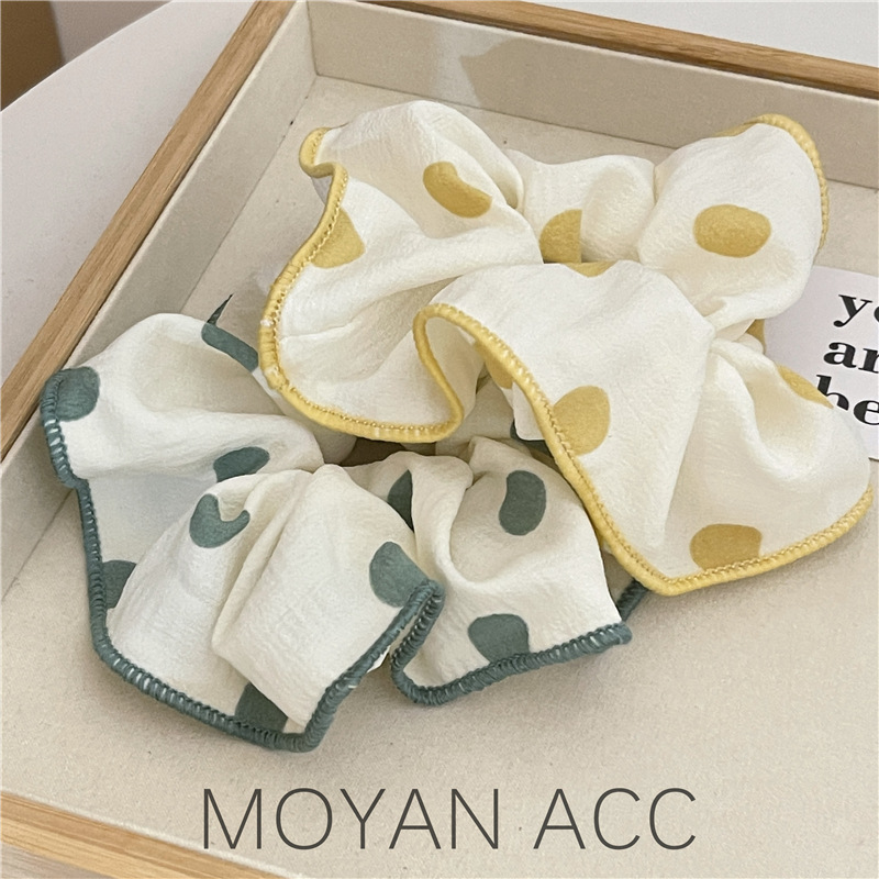 Korean Version Skirt Small Wave Dot Summer Everything With Large Size Hair Circle Retro French Simple Temperament Female Headflower Hair Rope Hair Accessories details Picture