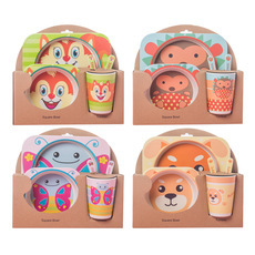Bamboo fiber children's tableware set