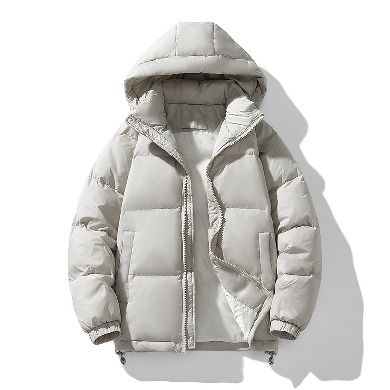 Winter new men's Korean-style solid color hooded thickened warm 90 white duck down down jacket, trendy couple's versatile coat Specification image