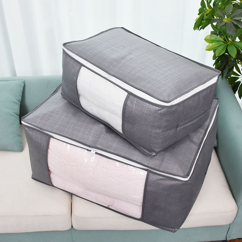 Manufacturers Direct Drawing Dark Grey Non-Woven Storage Bag Clothing Quilt Bedroom Transparent Dustproof Storage Bag Storage Bag