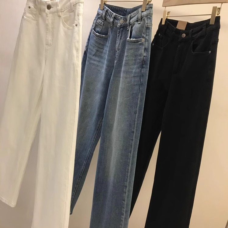 2024 Early Spring New ~ High Waist Loose Straight Tube Skinny Jeans Women details Picture
