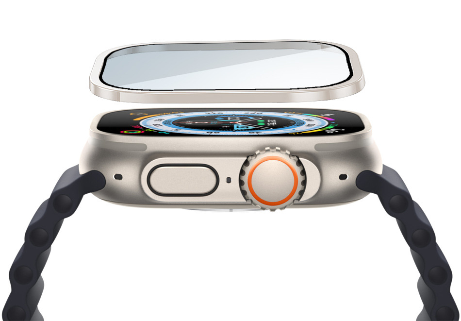 Applicable to apple watch Ultra 1/2 metal frame tempered glass film Apple Watch all-in-one protective film pic 27