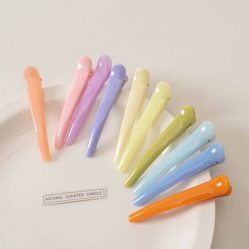 10 Korean-style jelly-colored long straight duckbill clips, face wash hair clips, bangs clips and hair styling clips