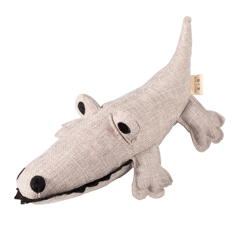 Cotton and linen sound-making and chewable dog toys, dog teething toys, crocodile plush toys, pet interactive cute stuffed dolls Item Picture