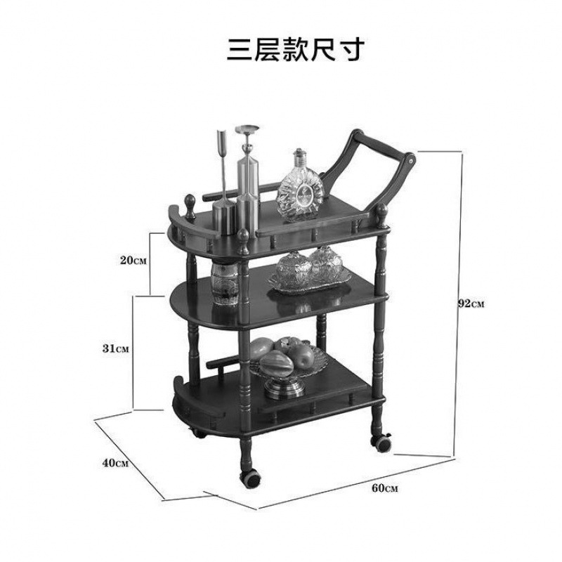 uh hotel food delivery cart, small cart, solid wood household mobile wine cart, pastry cart, cake cart, restaurant serving cart details Picture
