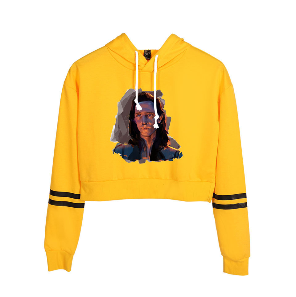 Peripheral printed casual girls' crop top hooded sweatshirt Item Picture